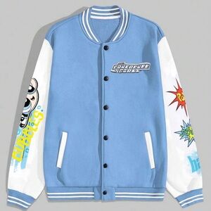 The Powerpuff Girls | ROMWE Men Letter Graphic Two Tone Varsity Jacket